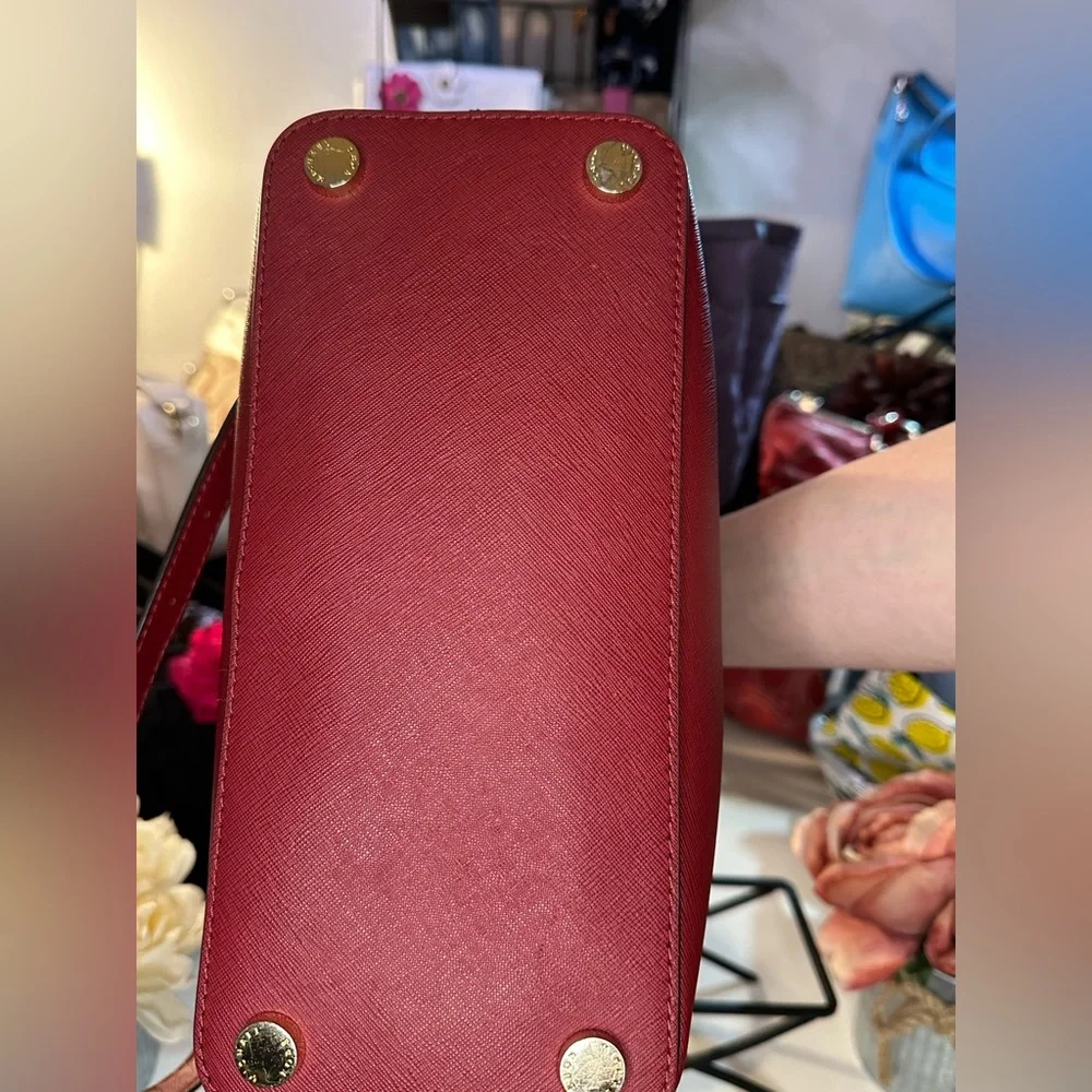 Michael Kors Red Leather Backpack with Gold Hardware